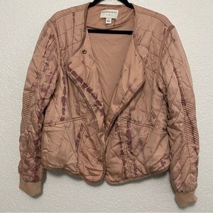 Anthropologie Marrakech Size M Pink Quilted Tie Dye Moto Jacket Cropped Coat